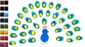 Impression art - republic day activity for preschoolers - simple peacock by thumb impression